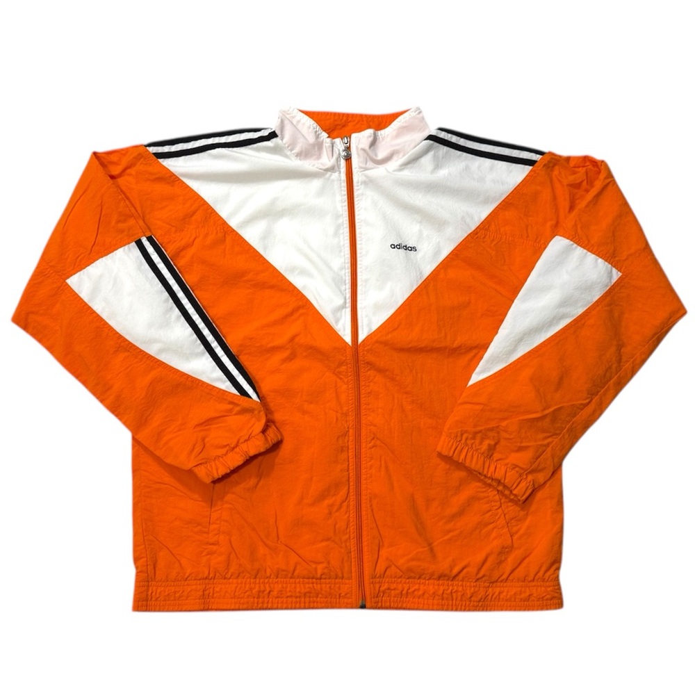 Vintage Adidas‎ Orange and White Windbreaker Jacket